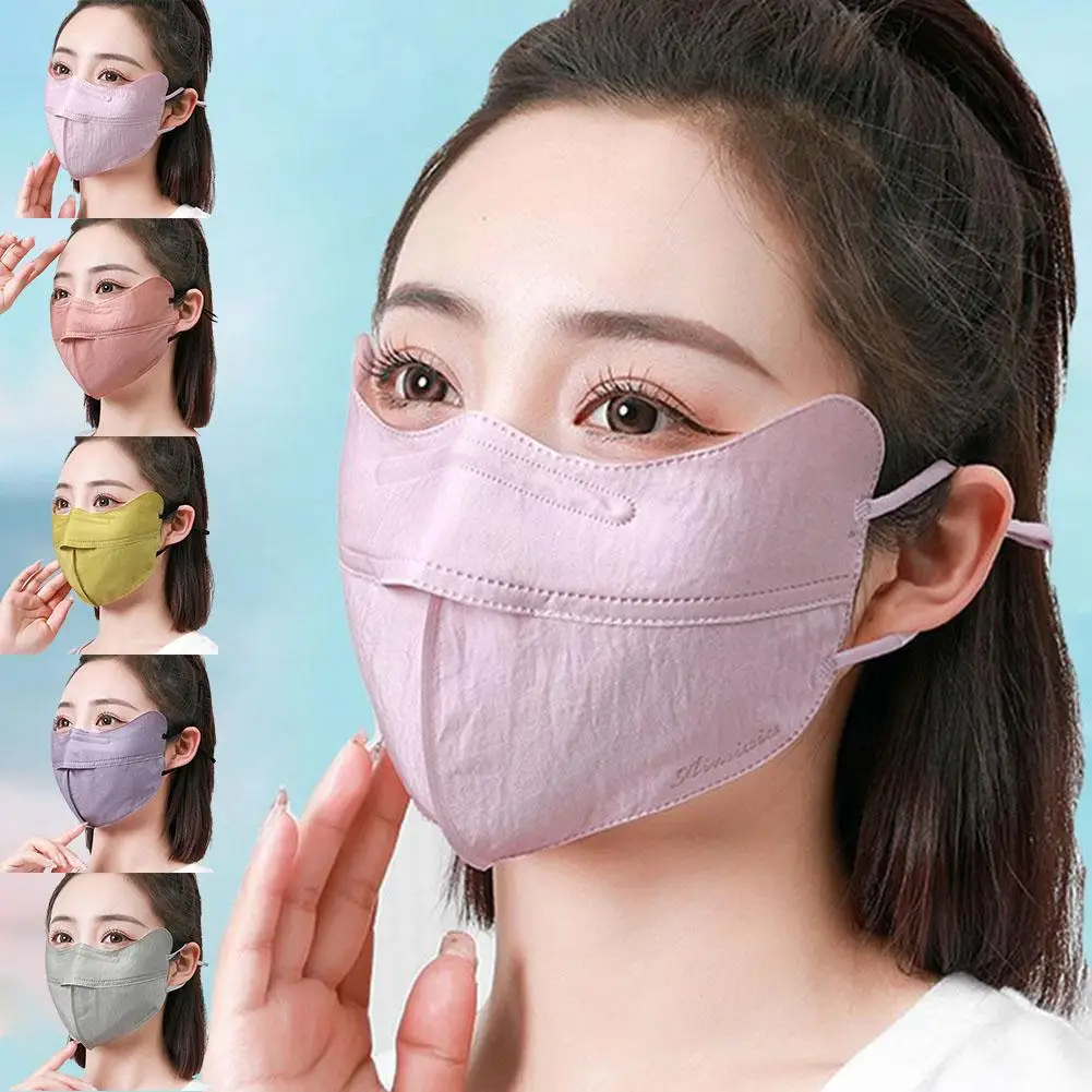 Summer UV Protection Eye Protection Sunscreen Mask Women's Hanging Breathable Type Women's Mask Thin Open Sunshade Ear J6S0