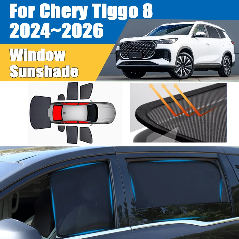 

For Chery Tiggo 8 Pro Max 2024 2025 2026 Car Mesh Sun Shade Heat Insulation Windshield Visor UV Protection Shading Accessories