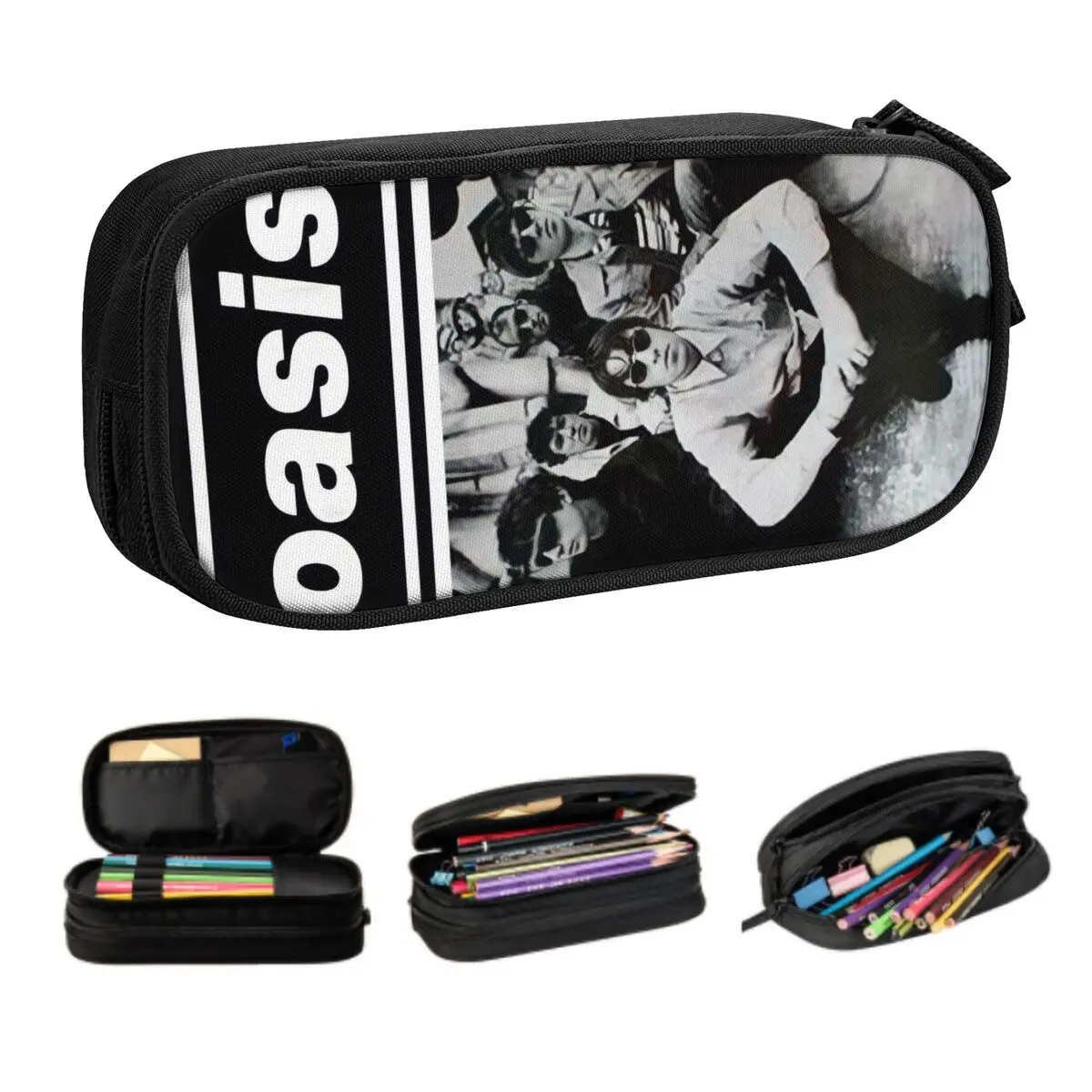 

Custom Retro O-Oasises Korean Pencil Case Boy Girl Large Capacity British Rock Poster Pencil Bag Pouch Students Stationery