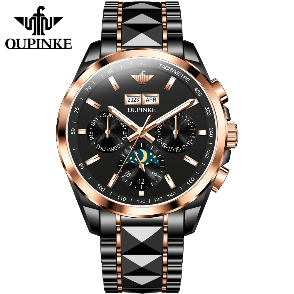 OUPINKE 3238  luxury fully automatic mechanical business high quality watch strap men's fully automatic mechanical watch