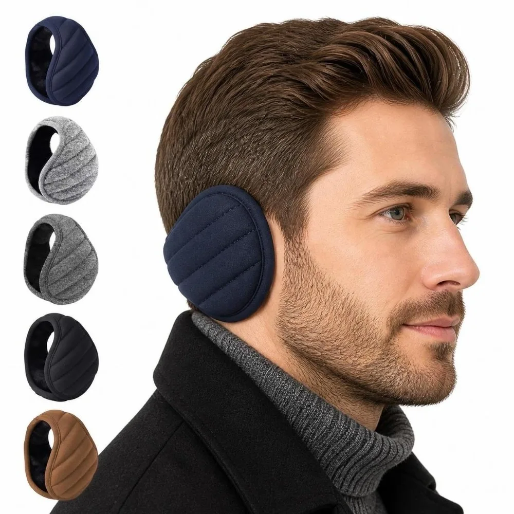 Thick Lined Winter Earmuffs Lightweight Fold Soft Windproof Ear Covers Collapsible Thermal Ear Protection For Cycling Commuting