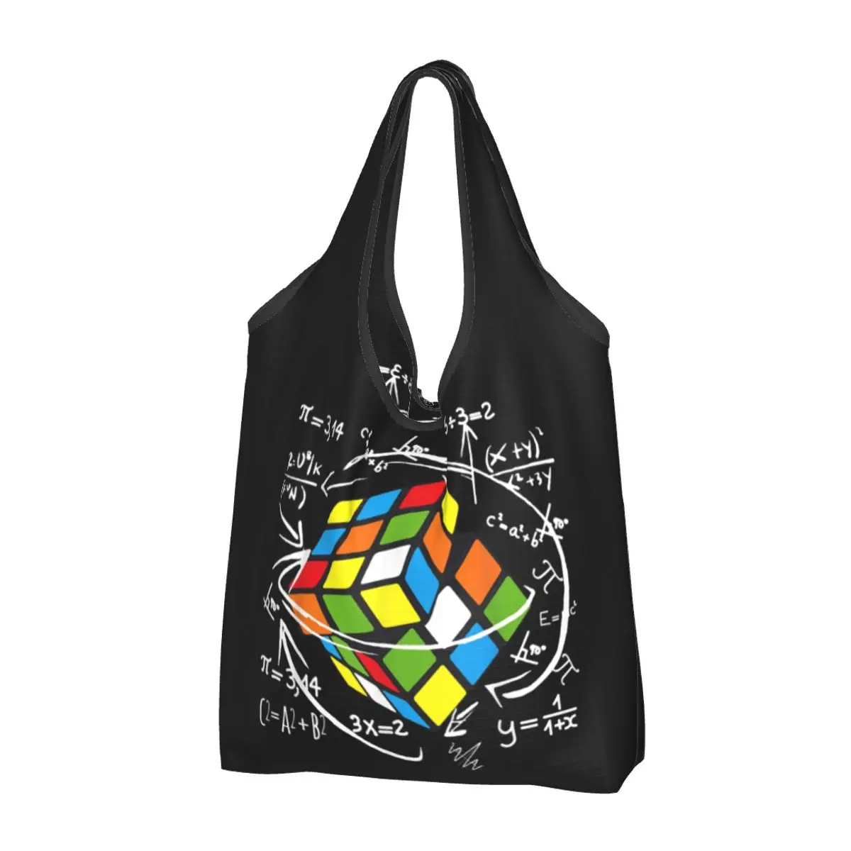 Math Rubik Rubix Rubics Player Cube Grocery Shopping Tote Bags Funny Math Lovers Shoulder Shopper Bag Large Capacity Handbag