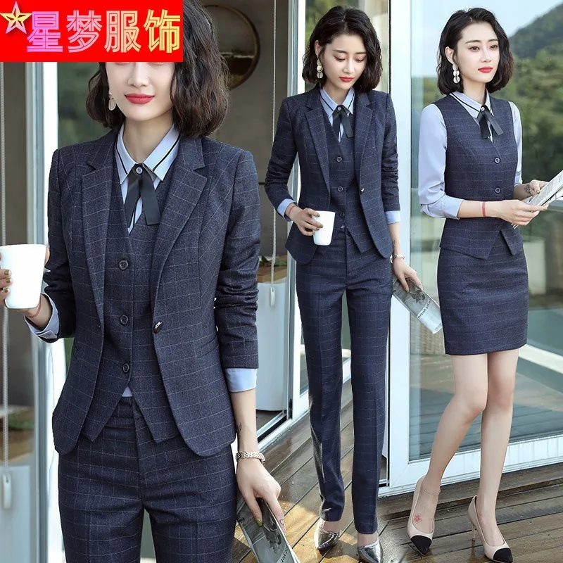 8236 Business Wear Suit Women's Autumn Fashion Temperament Interview Formal Wear Ol Suit Cover Pants Work Clothes Work Clothes