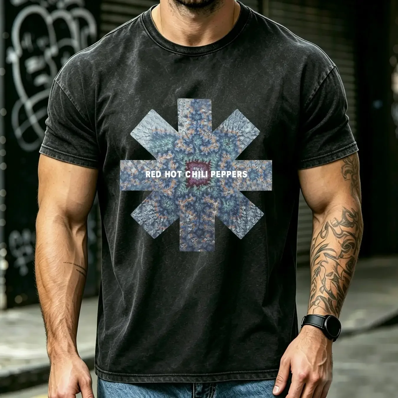 washed T Shirt Red Hot Chili Pepper Kaleidoscope White long or short sleeves vintage Washed Casual Top For Everyday Wear homme
