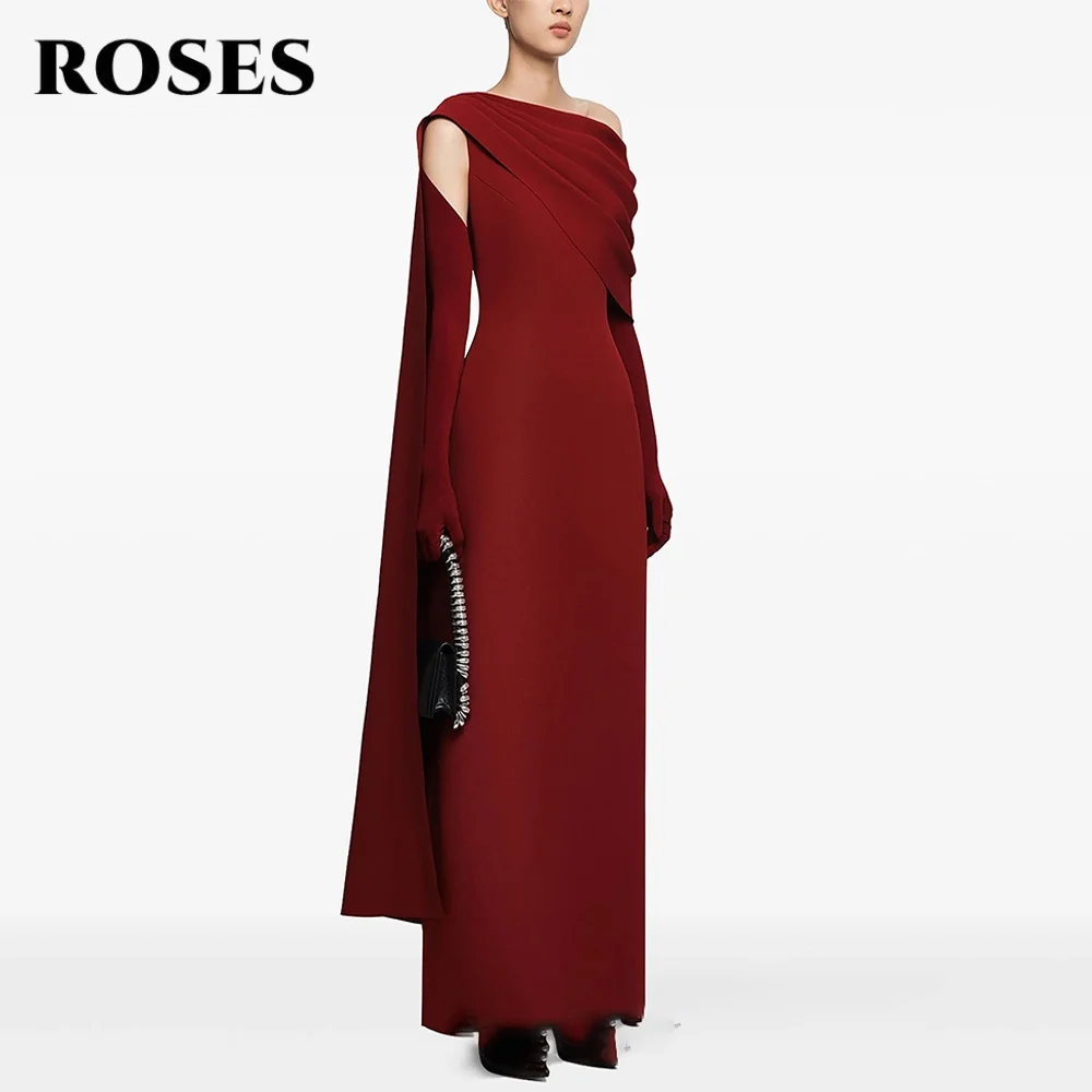 

ROSES Пятновые платья для выпускного вечера с открытыми плечами Платье знаменитости русалки Женское вечернее платье с накидкой с длинными рукавами для гала-на заказ