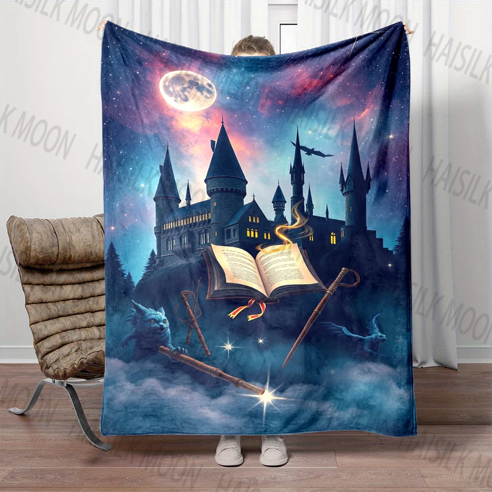 

Castle Magic Academy Print Blanket 4 Season Soft Fluffy Throw Kids Adult Quilt Sofa Bed Throw Blanket Outdoor Travel Camping