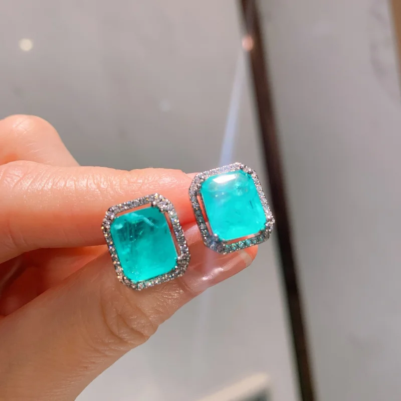 Jewelry European and American Style Palaiba Ring Ear Stud Necklace Suit 9*11 Pendant 12*16