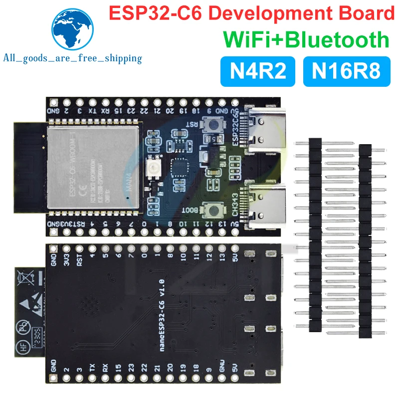 

ESP32-C6 ESP32 WiFi + Bluetooth Интернет вещей Dual Type-C макетная плата ESP 32 Core Board ESP32-C6-DevKit C для Arduino