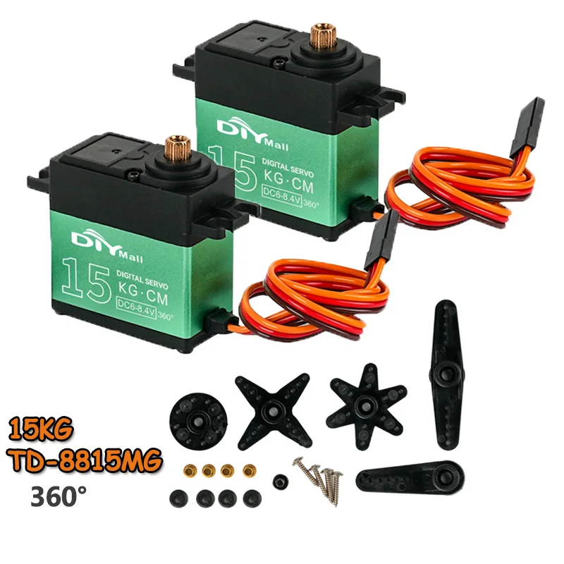 

2PCS/Set TD-8815MG Digital Servo 15kg Carbon Brush Motor 360° Continuous Rotation Metal Gear Servos DIY Parts For RC Robot Car