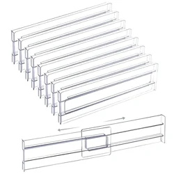 1/2/4/8Pcs Transparent Drawer Dividers Adjustable Expandable Drawer Dividers for Clothing Utensils Cosmetics Office Storage