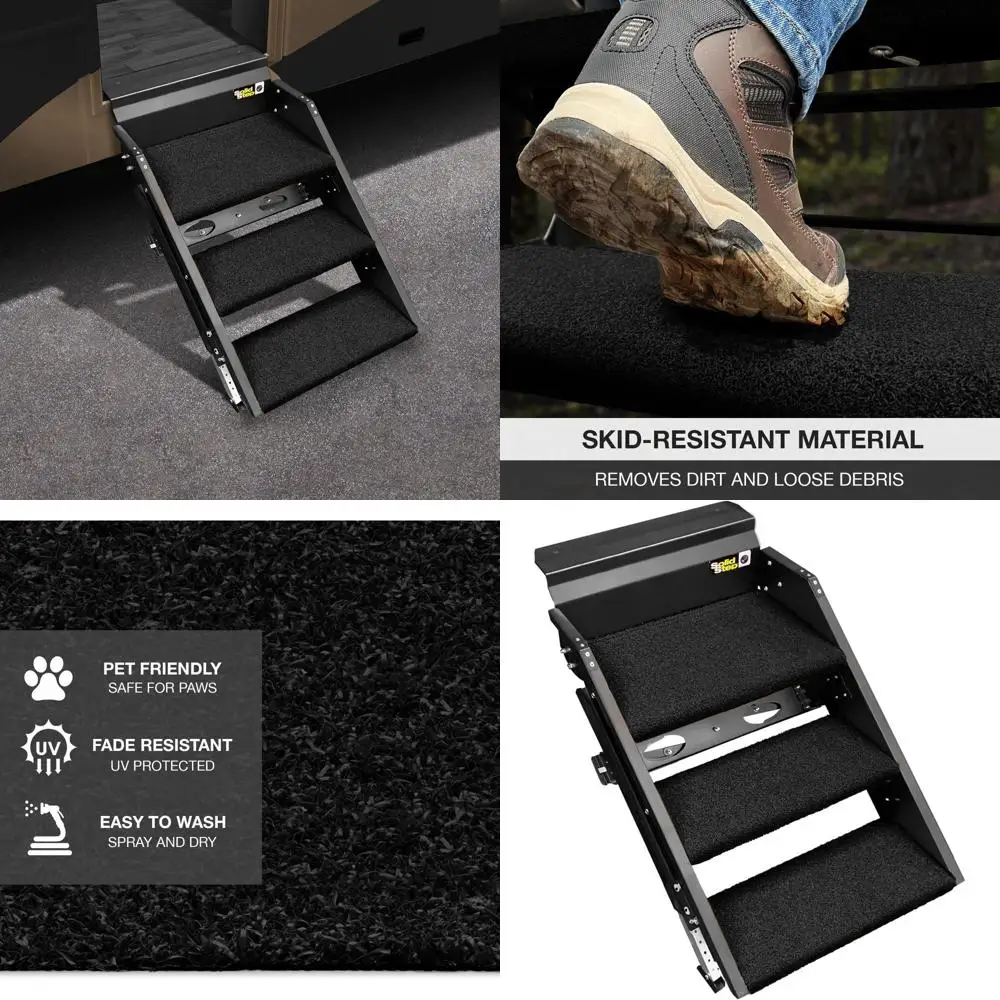 

Prest-O-Fit 2-0288 Trailhead Step Rug 20,125 дюйма. W (набор из 3 предметов) подходит для Lippert Solid Step 3 Step — черный обсидиан