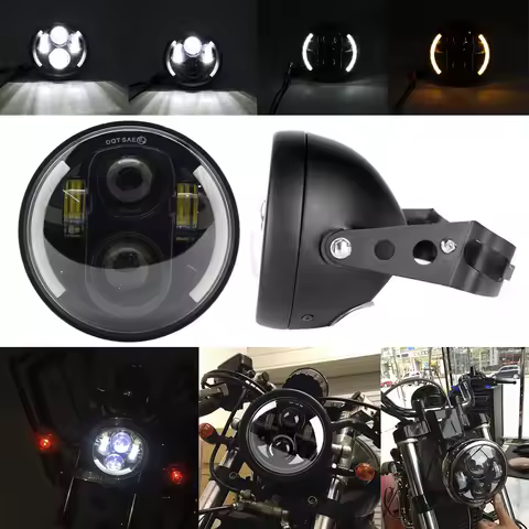 Motorcycle 5.75 Inch LED Headlight /housing For Harley Sportster Iron 883 Dyna Triumph Street Speed Triple 5 3/4" H4 Headlamp