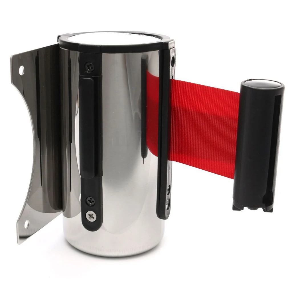 Retractable Stanchion Queue Belt Ribbon with Mounting Kit Stainless Steel Crowd Control Barrier for Exhibition Public Area