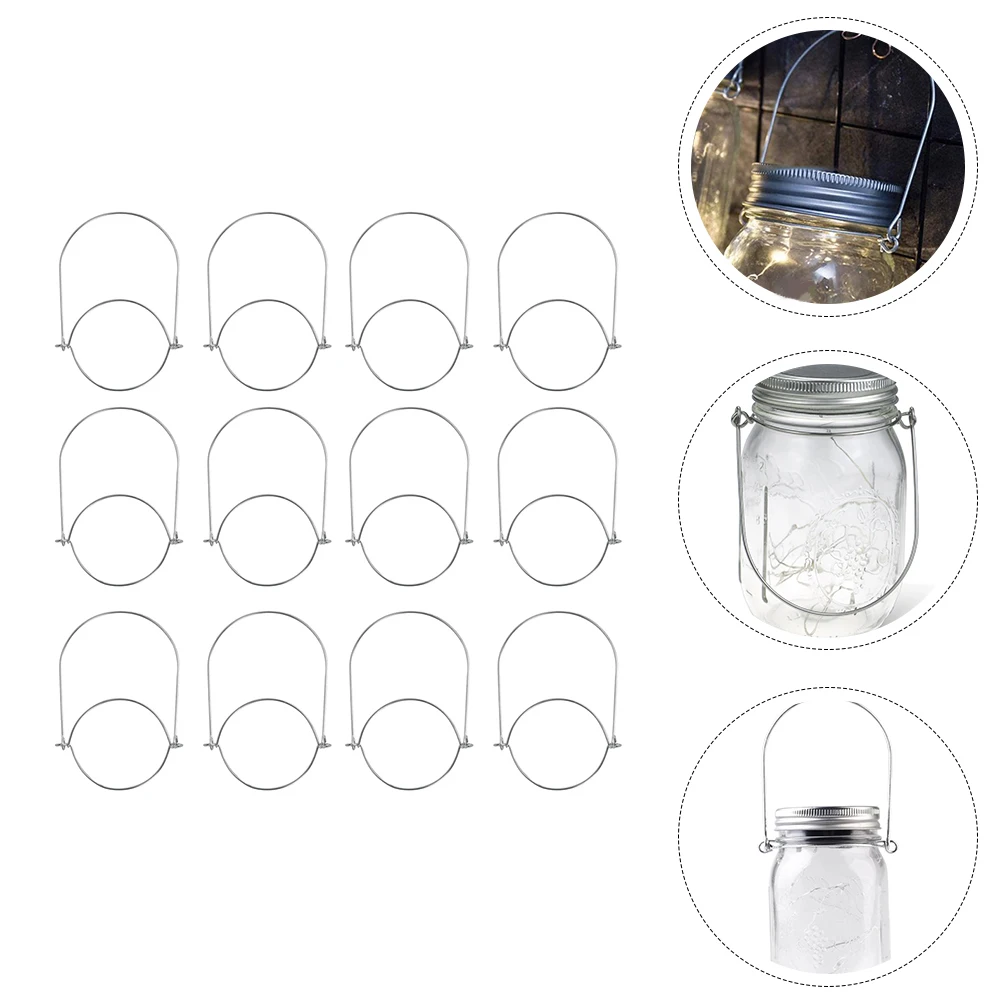 

12 Pcs Solar Mason Jar Light Hanger Iron Galvanized Decorative Garden Yard Balcony Outdoor Hook Lamp Bottle