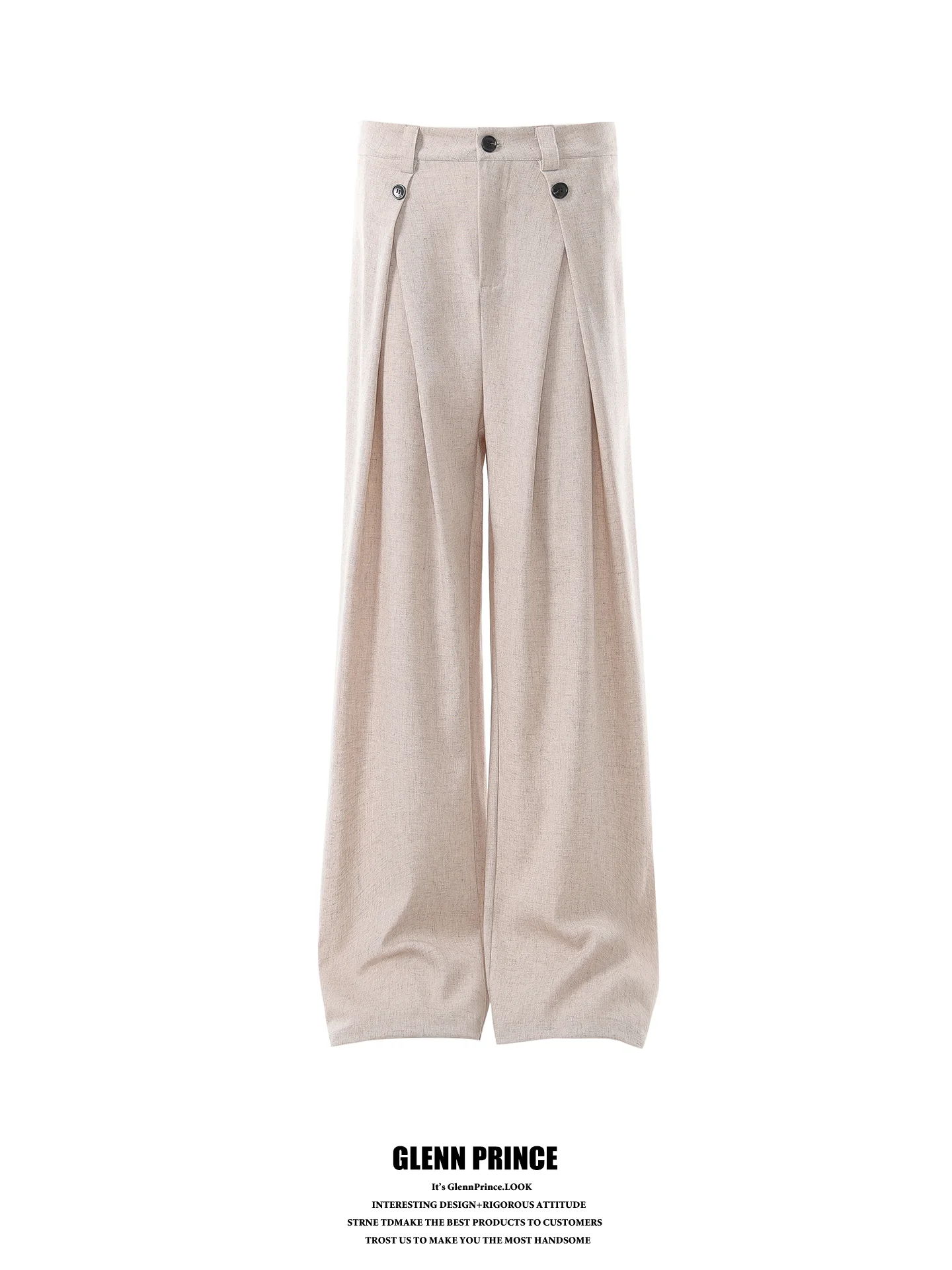 

GPstudio Linen Texture Pleated Casual Men's And Women's Commuter A-Line Loose Fit Lightweight Breathable Long West Pants