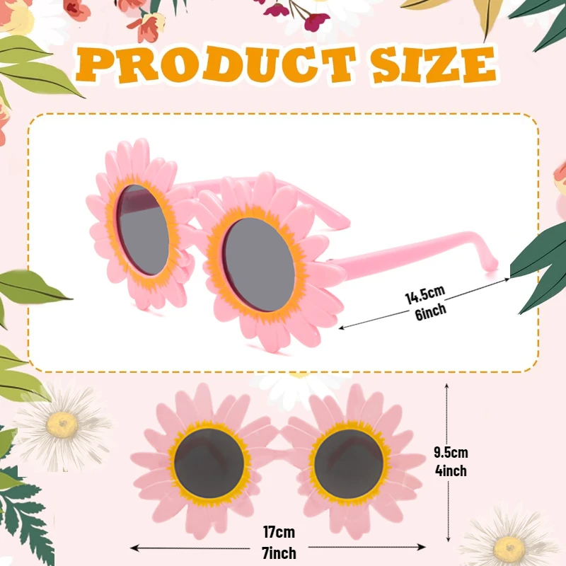 12-60PCS Kids Sunglasses Round Flower Cute Daisy Sun Glasses Party Favors Ultraviolet-Proof Eyewear for Birthday Beach Outdoor