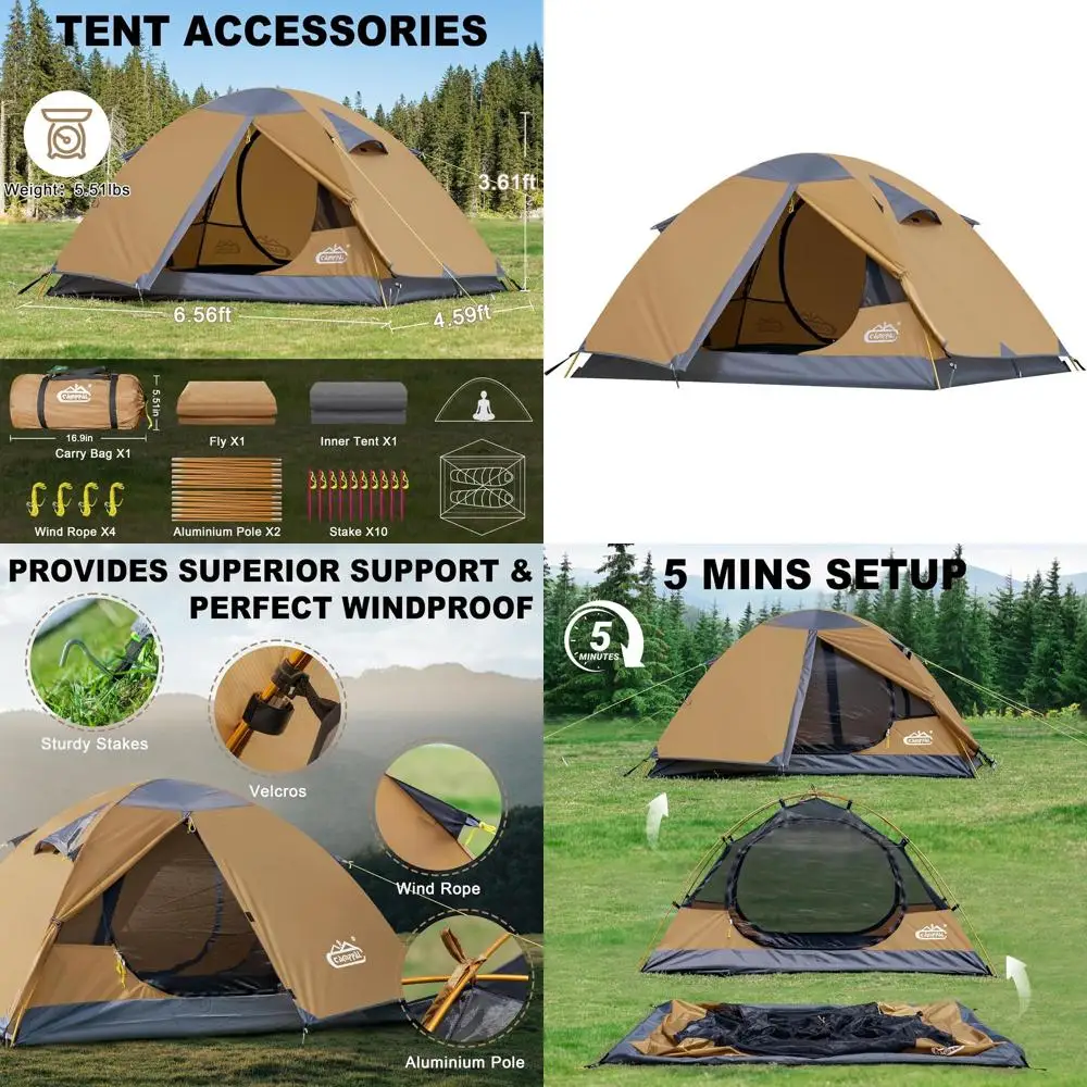 

Ultra-Lightweight Waterproof 2-Person Tent for Camping, Hiking, and Cycling