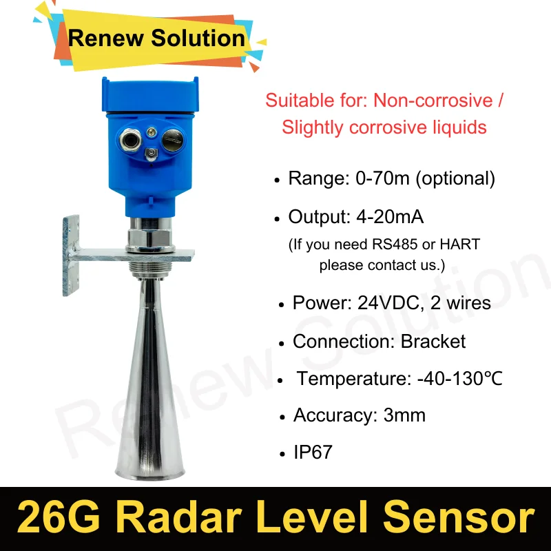 26g Radar Level Gauge 0-70m Water River Level Measurement Meter Radar Level Sensor 4-20ma