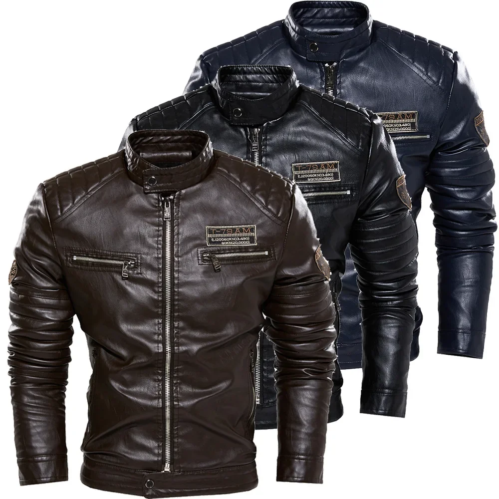 2023 Autumn and Winter Plush PU Oversized Men\'s Jacket Men\'s Jacket Leather Jacket