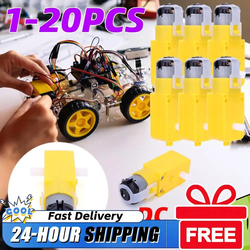 1-20PCS Dual Shaft Geared Motor Gearmotor DC 3-12V Smart Car Motor for Smart Car Robot 1:48 Plastic TT Motor Tire Wheel