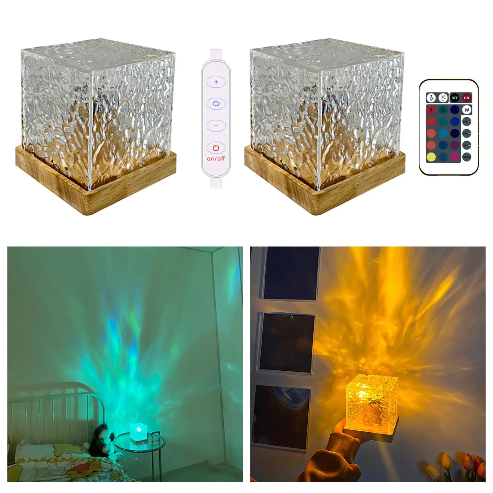 Luce notturna acrilica, luce notturna a onda d'acqua rotante dinamica, dimmerabile moderna