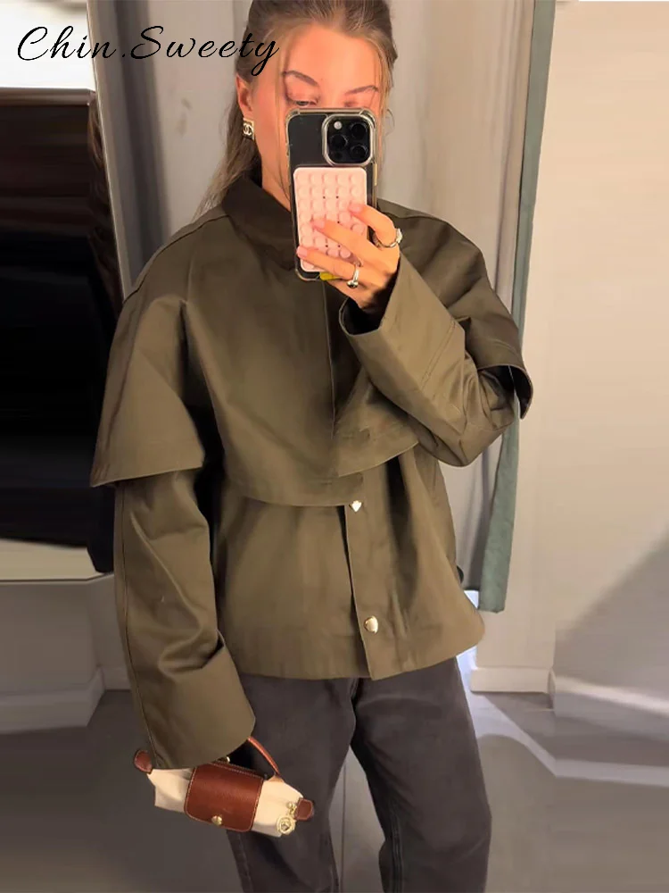 

Casual Women's Shawl Collar Jacket Loose Solid Long Sleeve Single Breasted Coats Female 2025 Autumn Lady Chic Commute Outwear