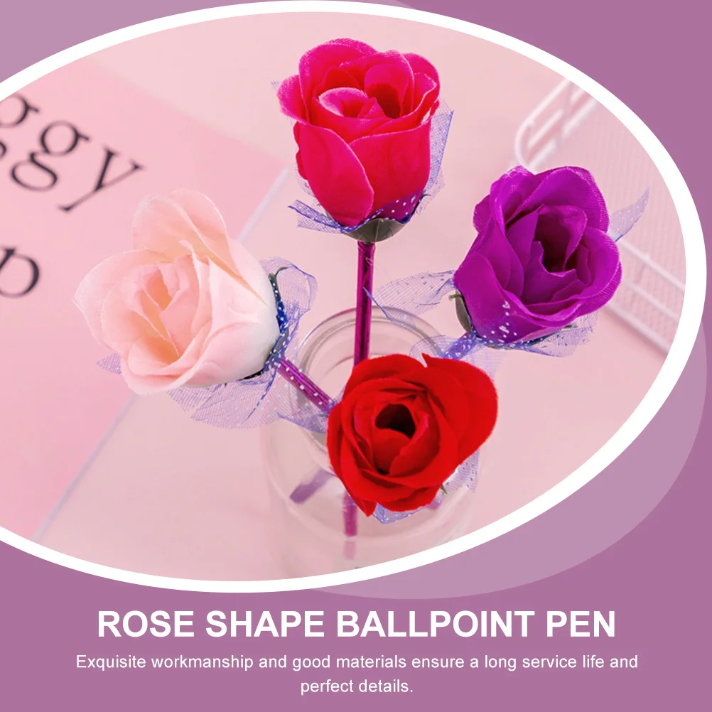 

20pcs Simulated Rose Pen Ballpoint Pens Novel Shape Multicoloured PP Team Writing Smoothly Stylish Study Stationery