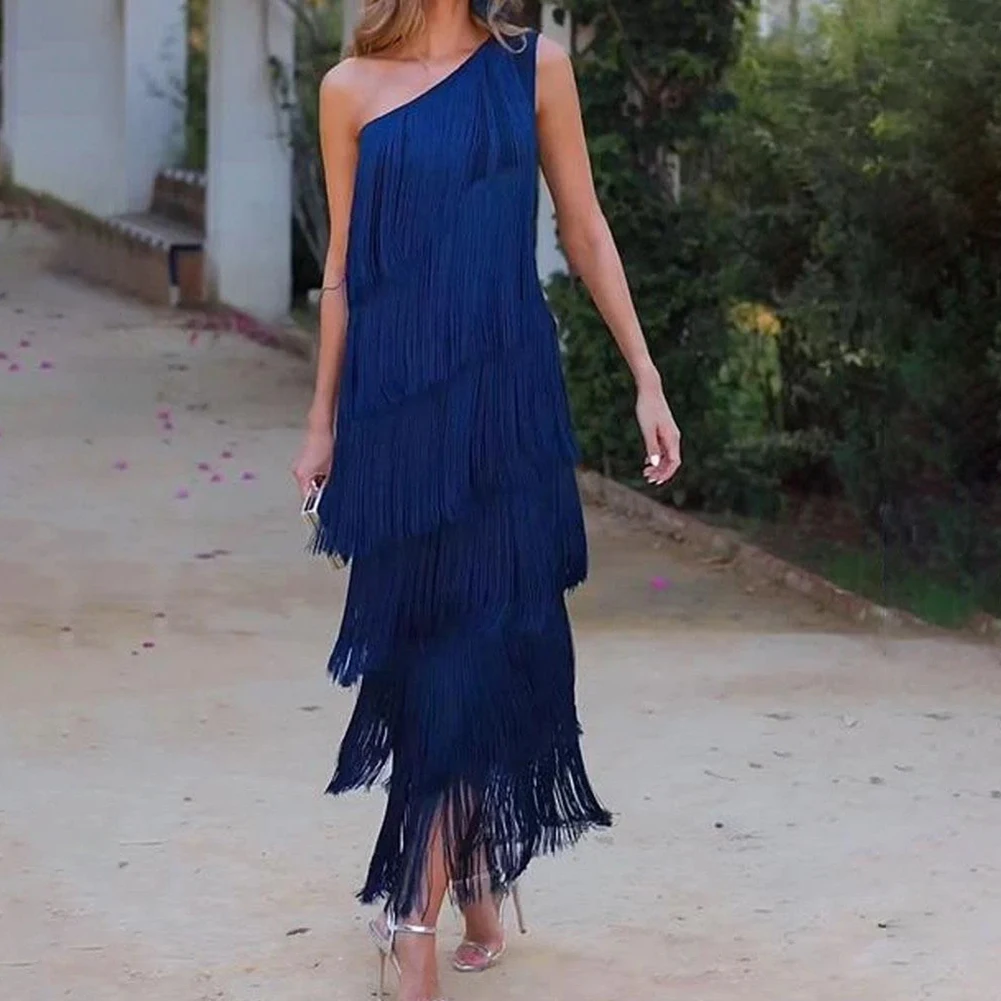 

Autumn Outfit Party Women Dresses Women Dress Party Robes Blue Casual Autumn Dress Fashionable Party Wear High Waist Design