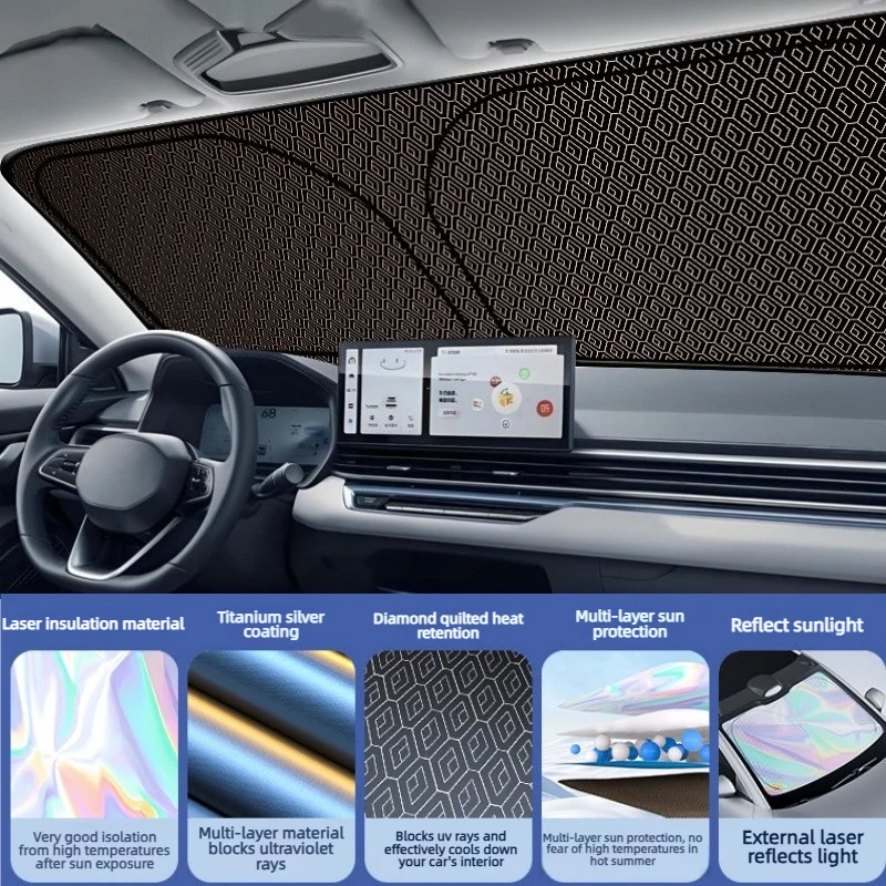 

5-Layer Car Windshield Sun Shade Cover Foldable Thicken Front Window UV Refletive Sunshade Curtain Sun Protection Cover Parts