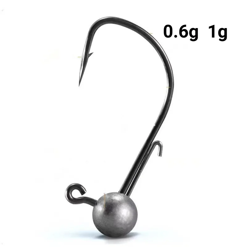 Kleiner Blei-Jigkopfhaken Black Pit 0,6g-3,5g Angelköder Verstärkter Fischhaken Set 10 Stück SALE – Detail 1
