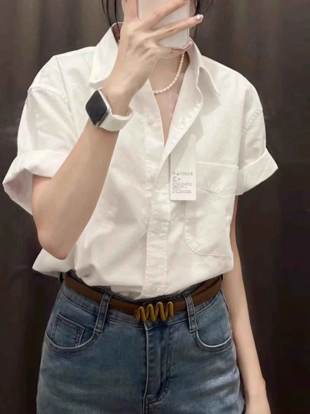 White Professional Short Sleeve Shirt Women Summer Thin Loose Casual Sunscreen Commute Business Top Korean Style Collar