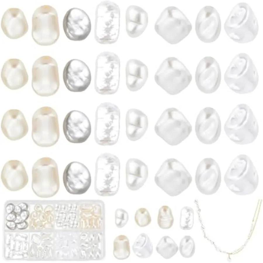 

Quality Assurance 64pcs ABS Plastic Pearl Beads 8 Style Irregular Pearl Bead Natural Cultured Loose Beads for Wedding DIY Neckl