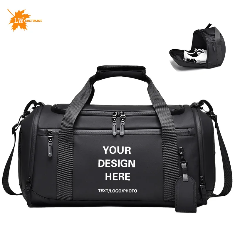 

Custom Travel Bag Logo Dry Wet Separation Shoe Compartment Large Capacity Handbag Luggage Bag Sports Fitness Bag For Men