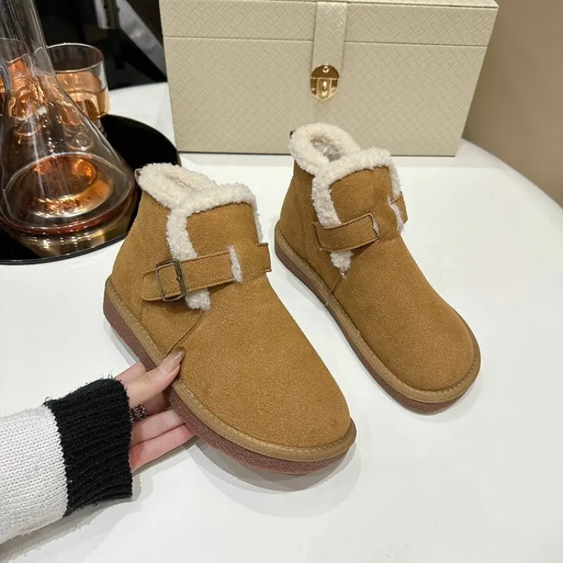 

Fashion Boots for Women 2024 Autumn and Winter New Soft Bottom Plus Velvet Outside To Wear A Lazy Slip-on Warm Snow Boots