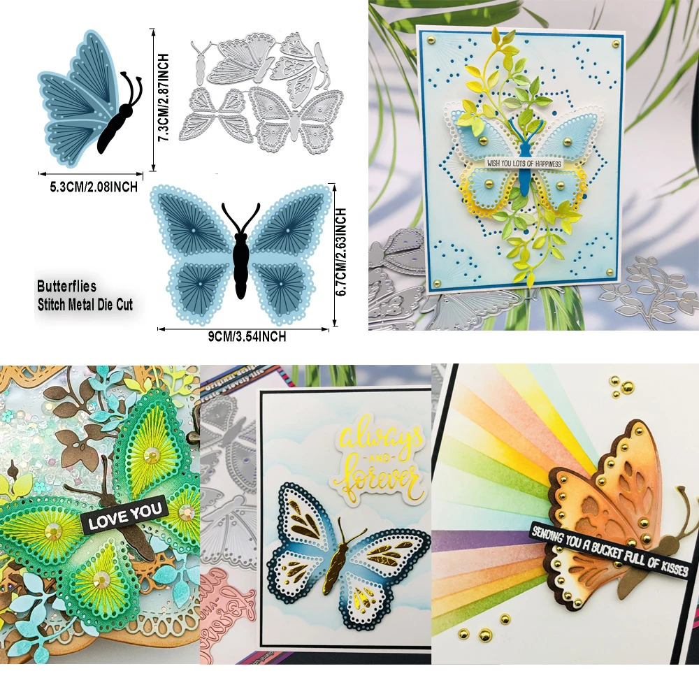 Alinacutle Stanzformen, Schmetterlings-Metall-Stanzformen, geschnitten, geätzte Stanzformen, Papier, Basteln, Karte, Scrapbooking, handgefertigte Kunst, Stanzformen