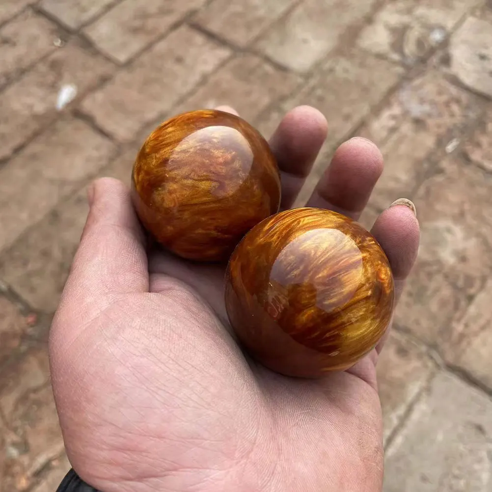 

2pcs Massage Health Balls Soft Brown Resin Workout Fitness Equipment Durable Hand Massagers Traditional Folk Gear Relaxation