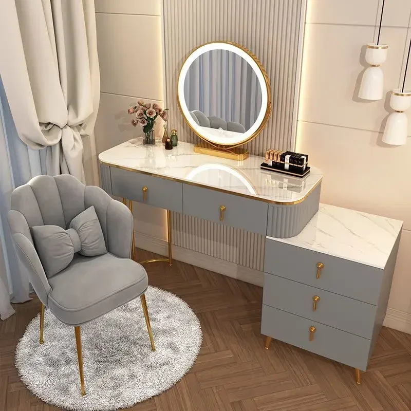 -Modern Wooden Dresser Light Emitting Diode Mirror Cheap Dresser Bedroom Makeup Dresser
