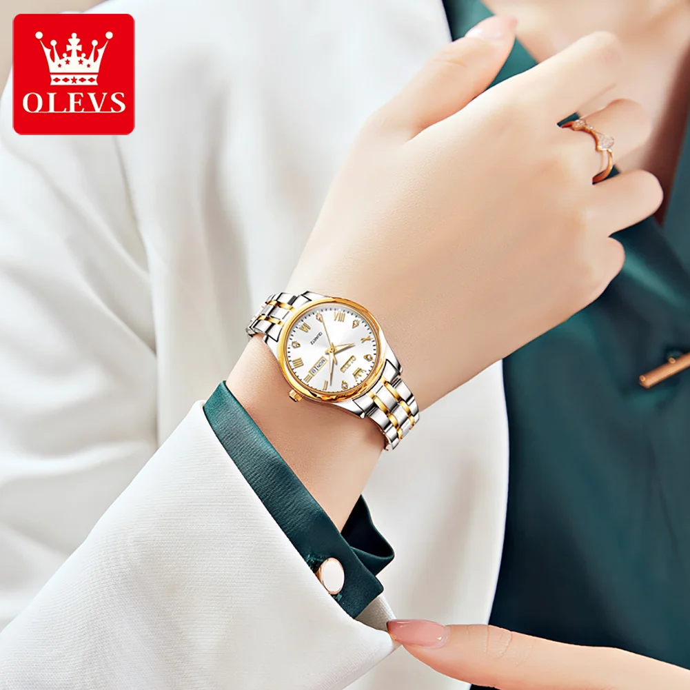 OLEVS 5563 Woman Watch Original Quartz Watch Waterproof Luminous Good Luck Date Watch Original Bracelet Set Genuine product