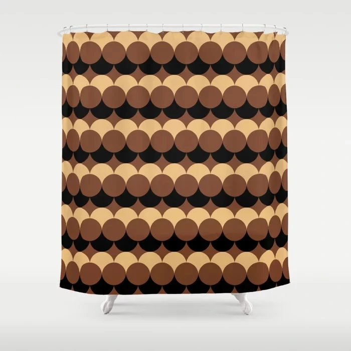 Simple Retro Round Pattern Bathroom Curtain, Home Decoration, Waterproof Bathtub, Creative Personality Shower Curtain