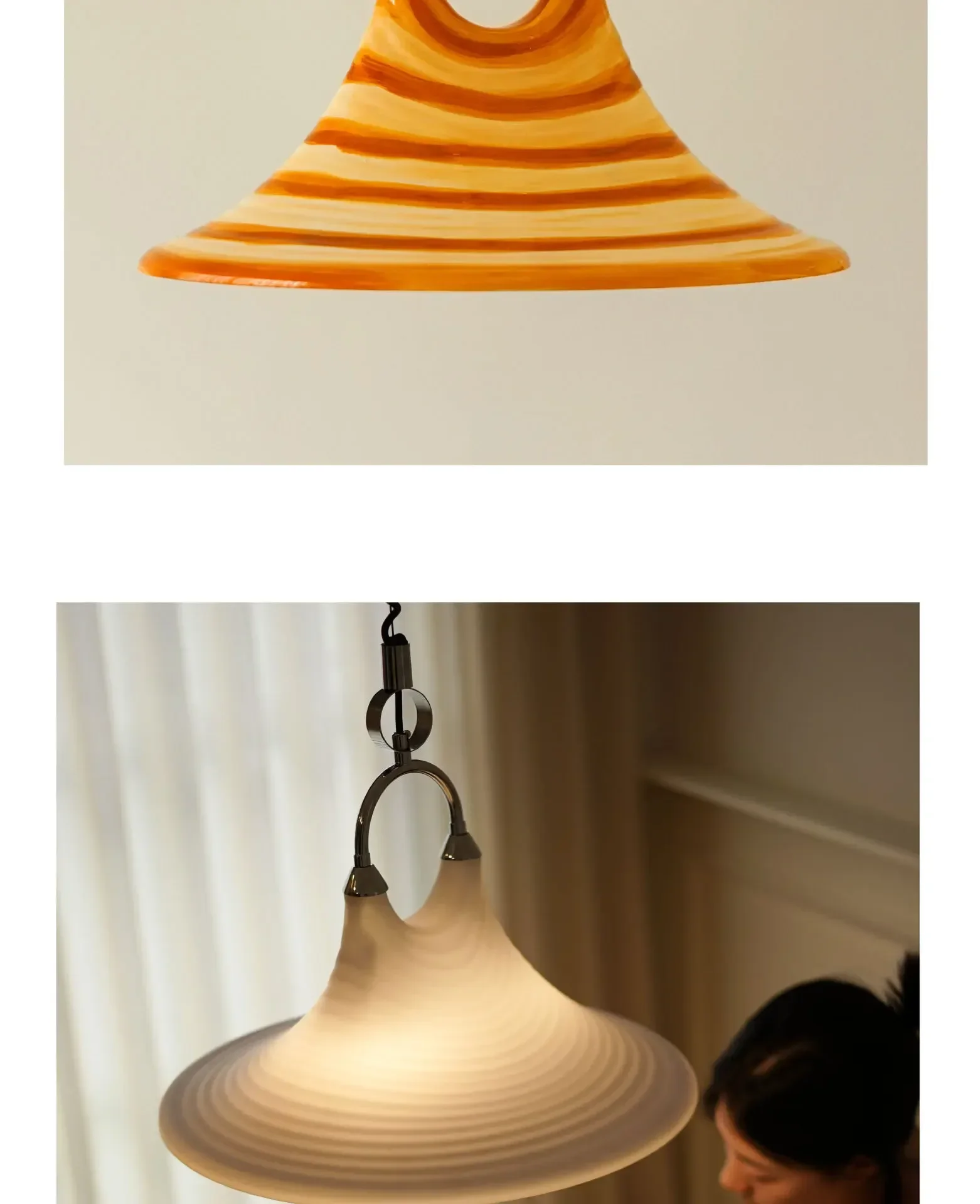Vintage Swirl Pendelleuchte Nordic Horn LED-Licht einzigartige Designer orange Lampe für Esszimmer Hotel Schlafzimmer Küche Bar Lichter – Detail 7