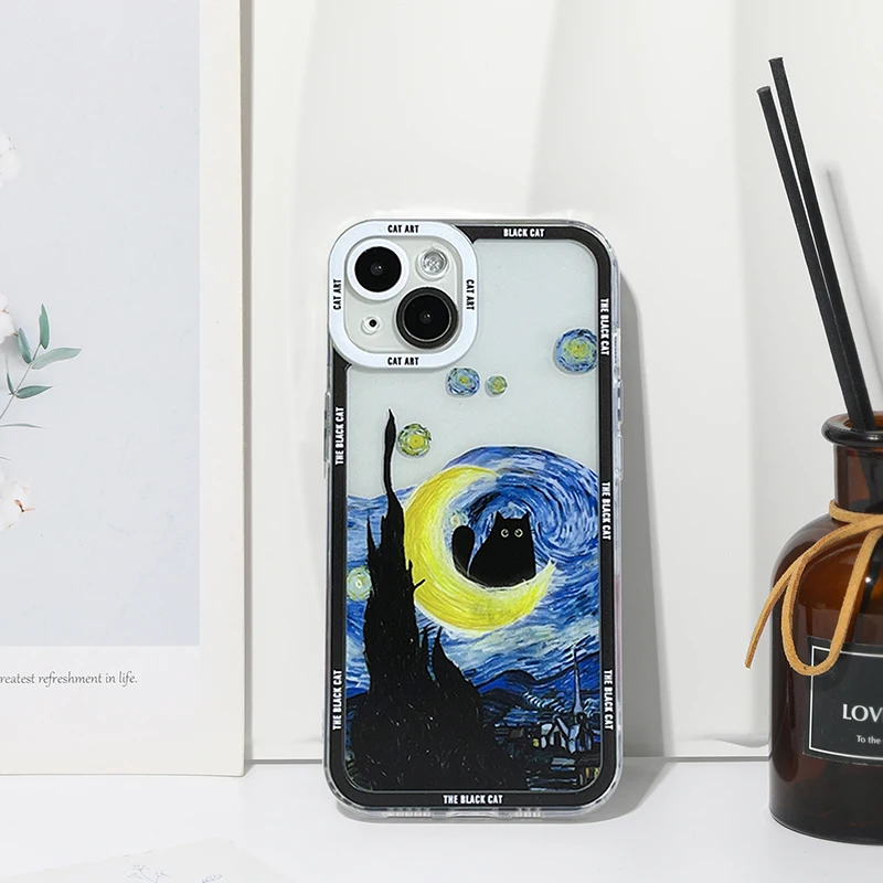 Claude Monet Van Gogh Funny Cat Art Case For Xiaomi 14 13 12 Pro 11T 13T 12T Mi 11 Lite 5G NE POCO F5 X5 X3 NFC Clear Soft Cover