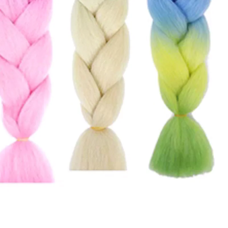 

24-дюймовая Jumbo Braid Синтетические плетения волос Ombre Jumbo Наращивание волос для женщин и девочек DIY Косички для волос Красный Фиолетовый Желтый