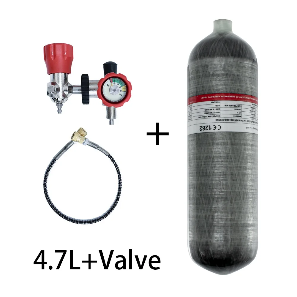 TUXING 300Bar 4.7L Carbon Fiber Cylinder with Large To Small Adjustable Valve 4500Psi High Pressure Tank for Scuba Diving