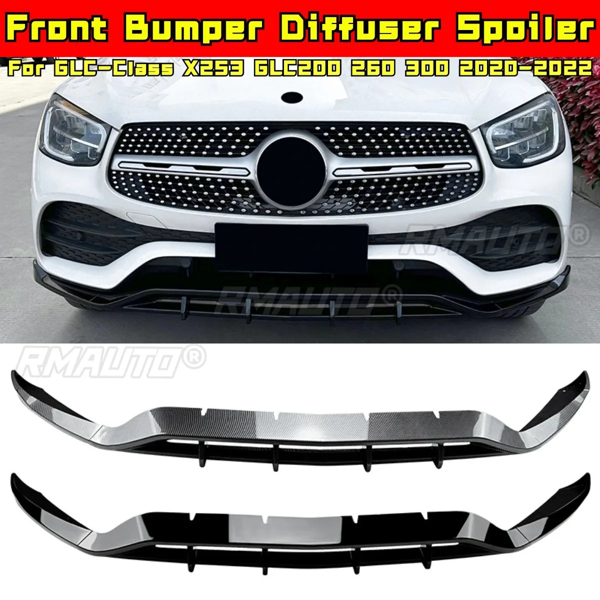 

For Mercedes Benz GLC-Class X253 GLC200 260 300 2020-2022 Body Kit Front Bumper Diffuser Protector Cover Lip Car Accessories