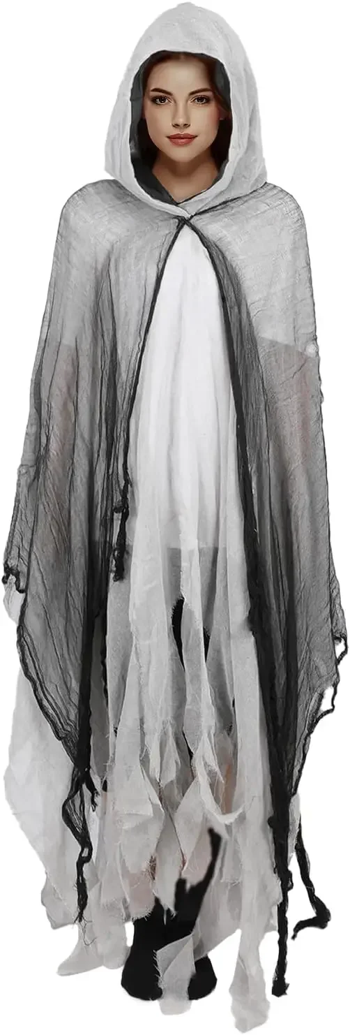 Grim Reaper Costume Cloak with Hood Dune Costume Medieval Renaissance Cloak Halloween Witch Wizard Vampire Cape Party Cosplay