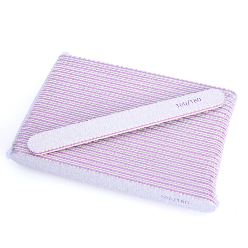 Nail File Buffer 100/180 Grit Half Moon Nail Files Double Side Sandpaper Nail Sanding Grinding Gel Nail Polish Manicure Tool
