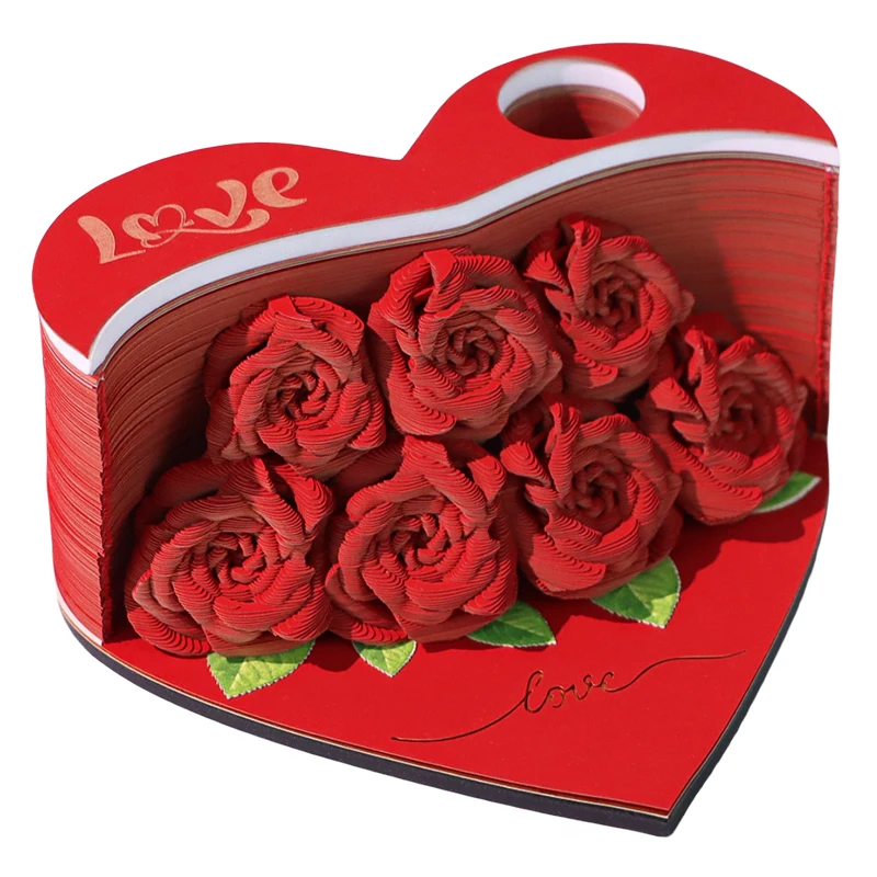 Notepad Artistic 3D Novel Love Gift Rose 3D Memo Pads Paper Art Model Unique Gift Items Desktop Decoration Stationery Ornaments