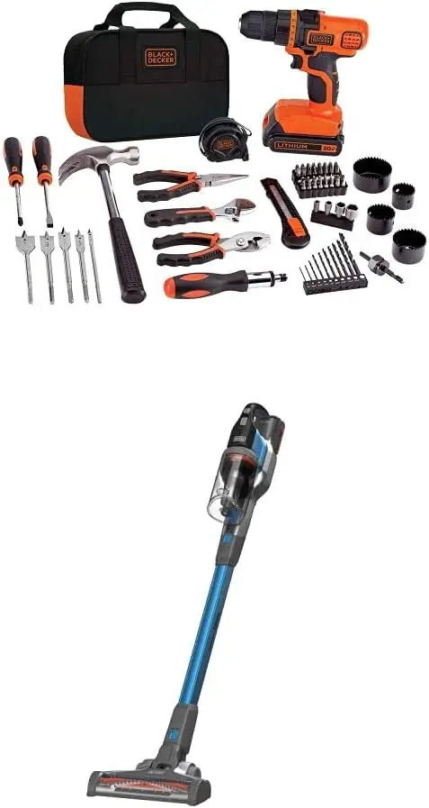 20V Max Drill/Home Tool Kit With Powerseries Extreme Cordless Stick Vacuum, Blue (Ldx120Pk & Bsv2020G)