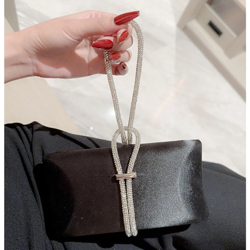 Vintage Evening Bag with Detachable Chain Stylish Diamond Handbag PU for Women