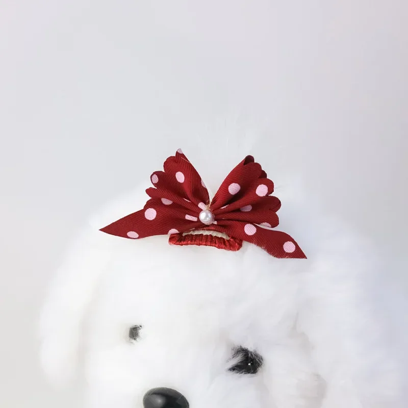 2024 Cute Pet Handmade Bb Clip Broken Hair Clips Long Hair Cats Teddy Maltese Dogs Polka Dot Bow